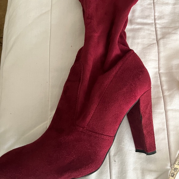 Tall microsuede wine boots - Picture 1 of 2